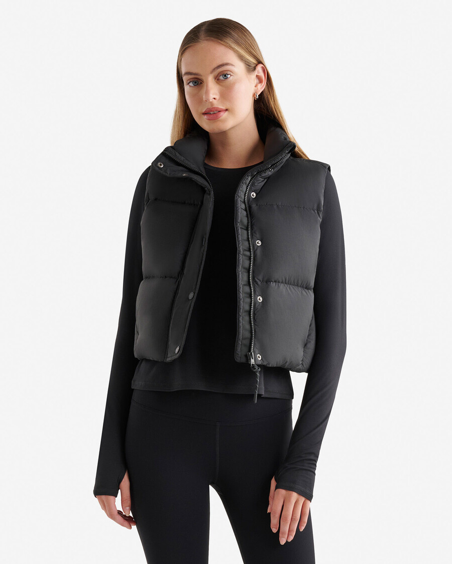 roots down puffer crop vest