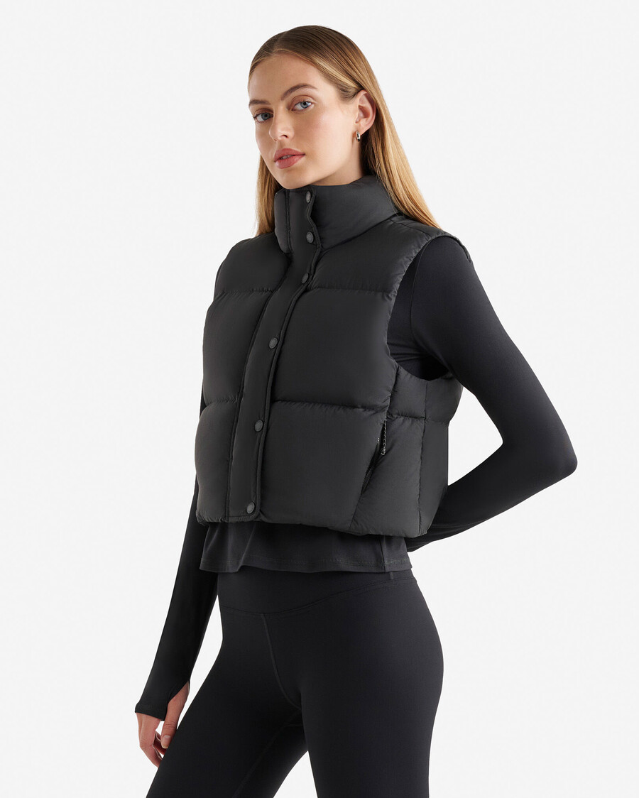 roots down puffer crop vest