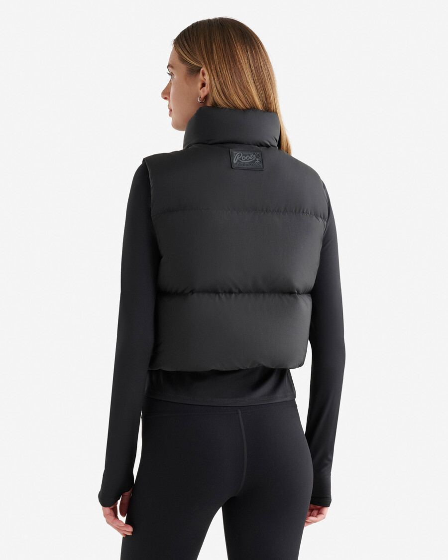roots down puffer crop vest