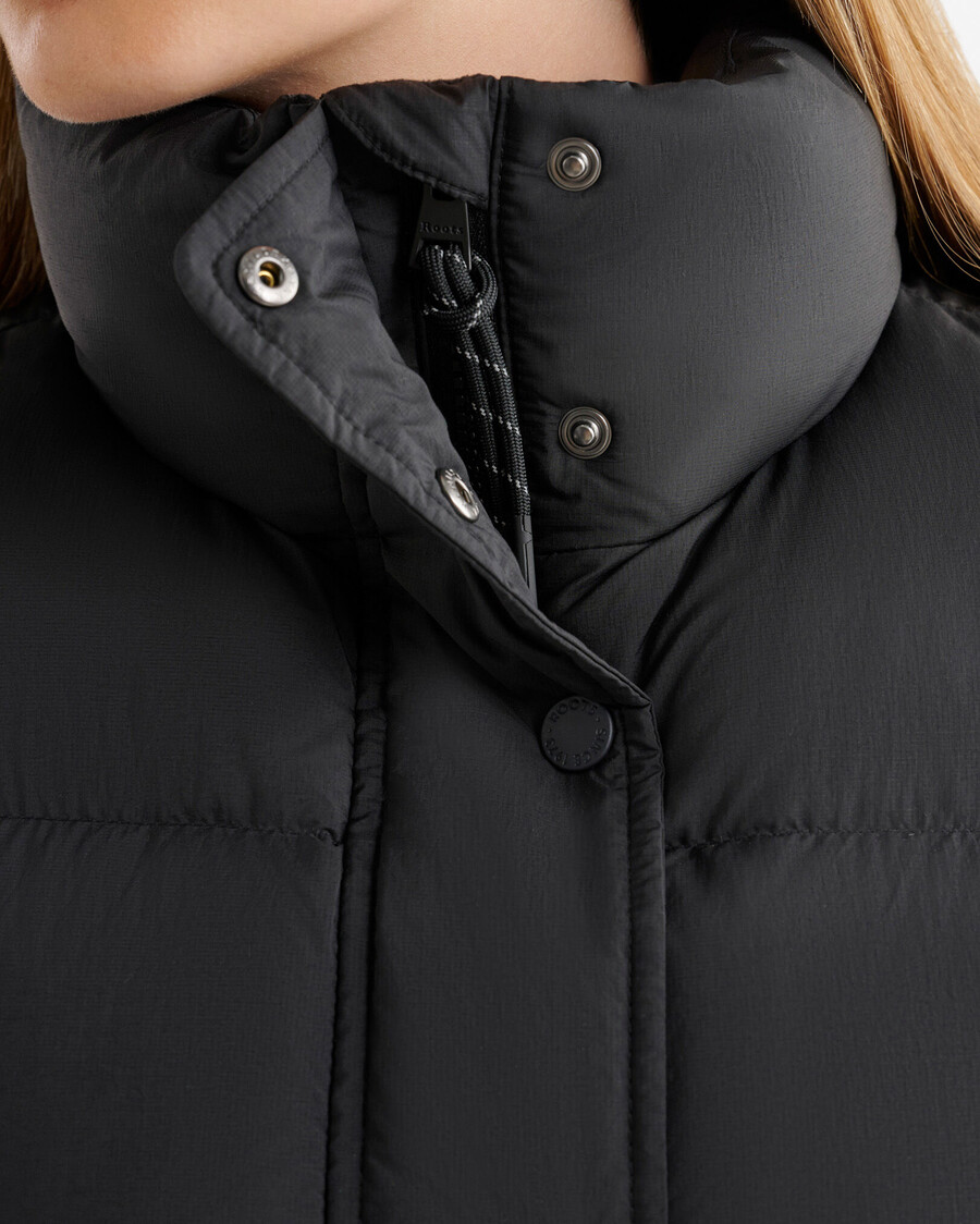 roots down puffer crop vest