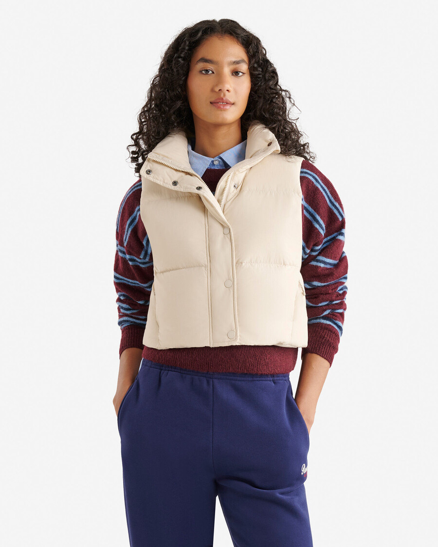 roots down puffer crop vest