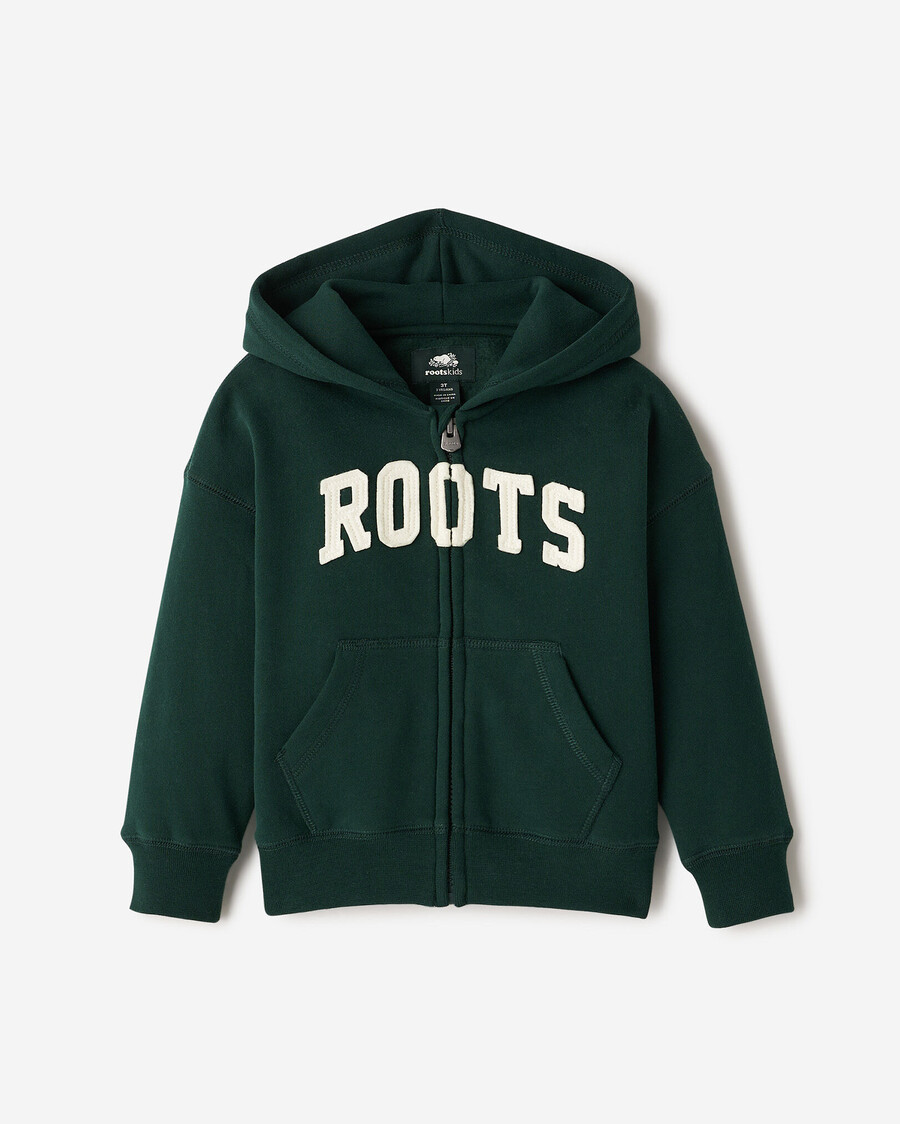 hoodie med dragkedja och rötter för småbarn