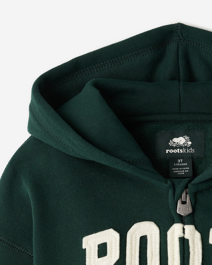 hoodie med dragkedja och rötter för småbarn