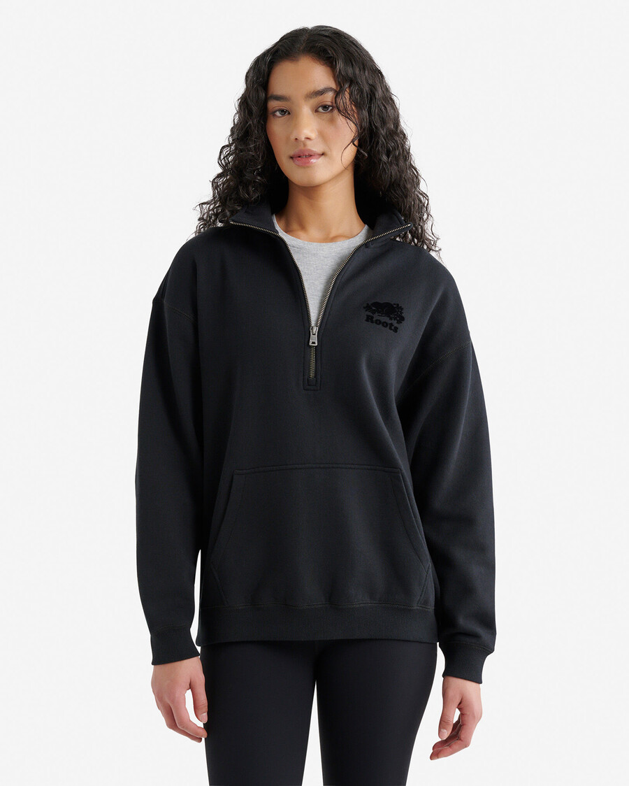organisk cooper relaxed half zip stein