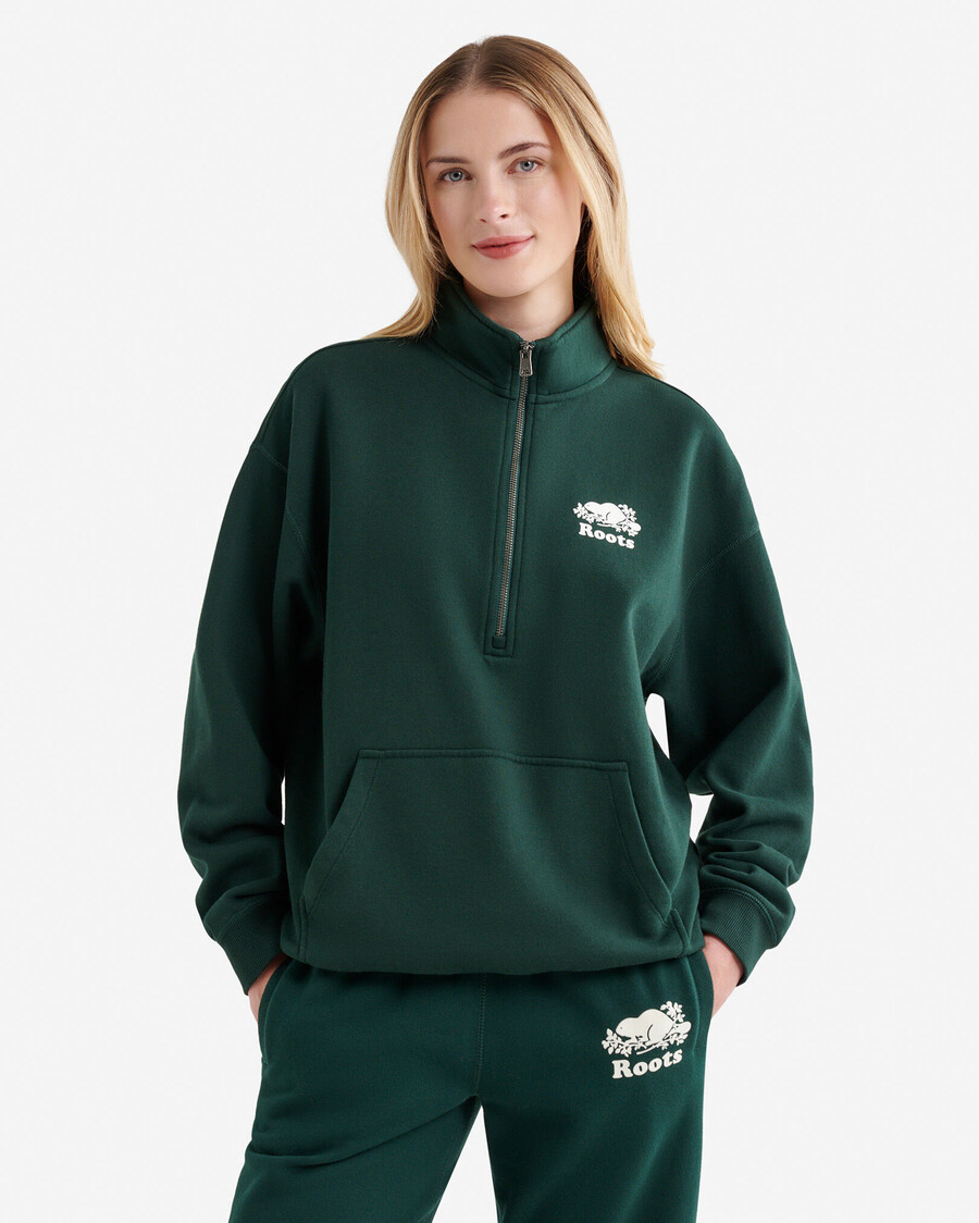 organisk cooper relaxed half zip stein