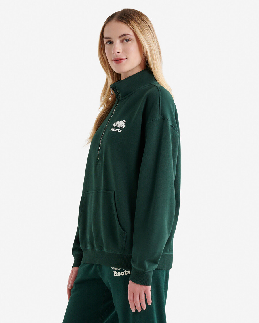 organisk cooper relaxed half zip stein