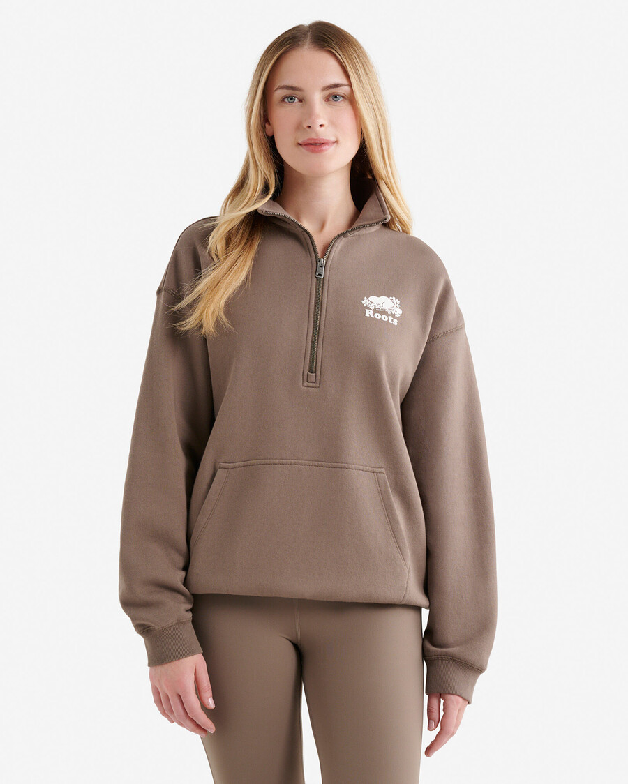 organisk cooper relaxed half zip stein