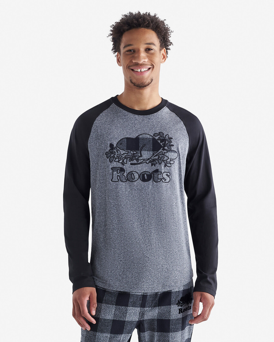 herr cooper rutig raglan långärmad t-shirt