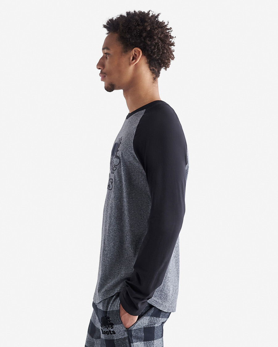 herr cooper rutig raglan långärmad t-shirt