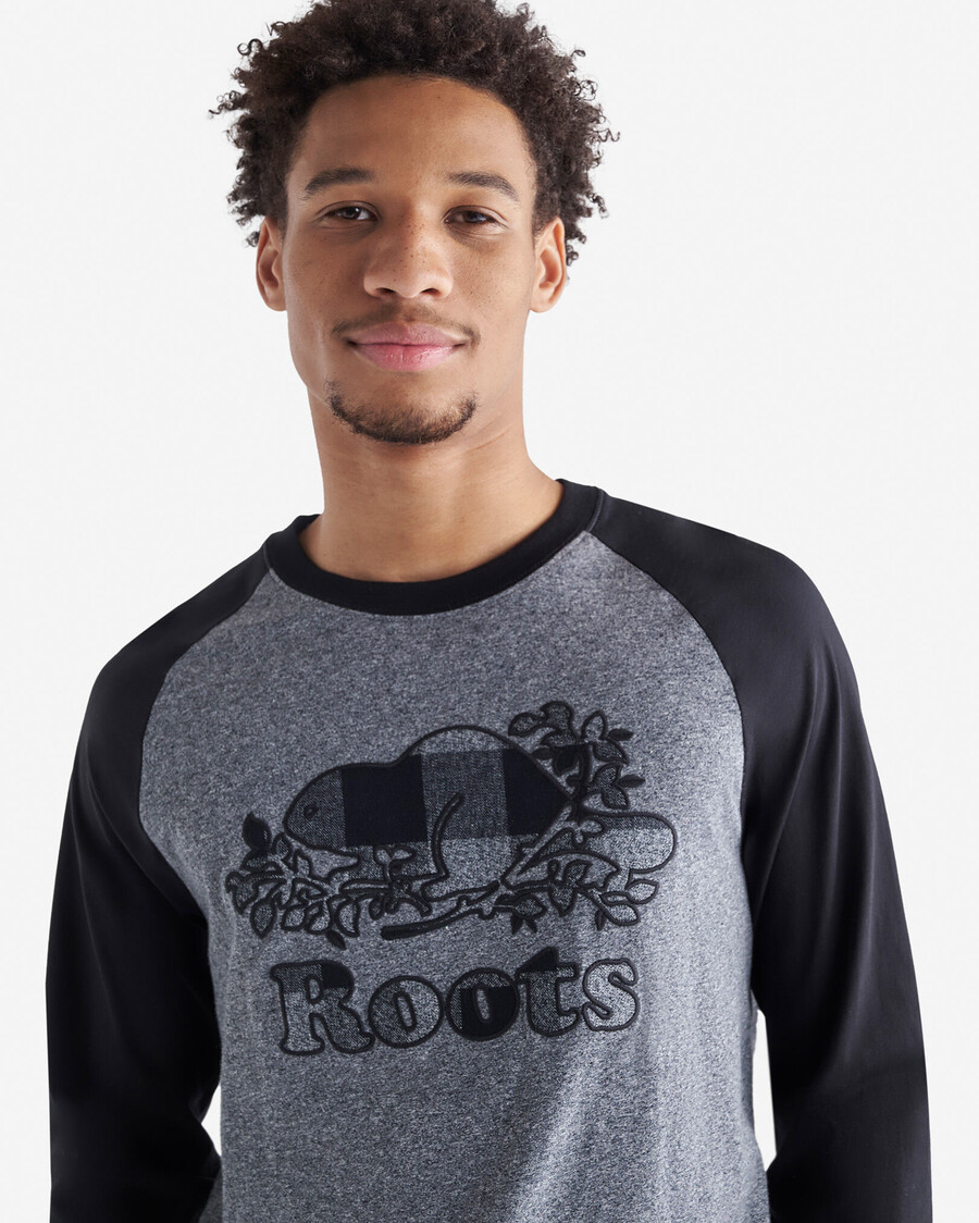 herr cooper rutig raglan långärmad t-shirt