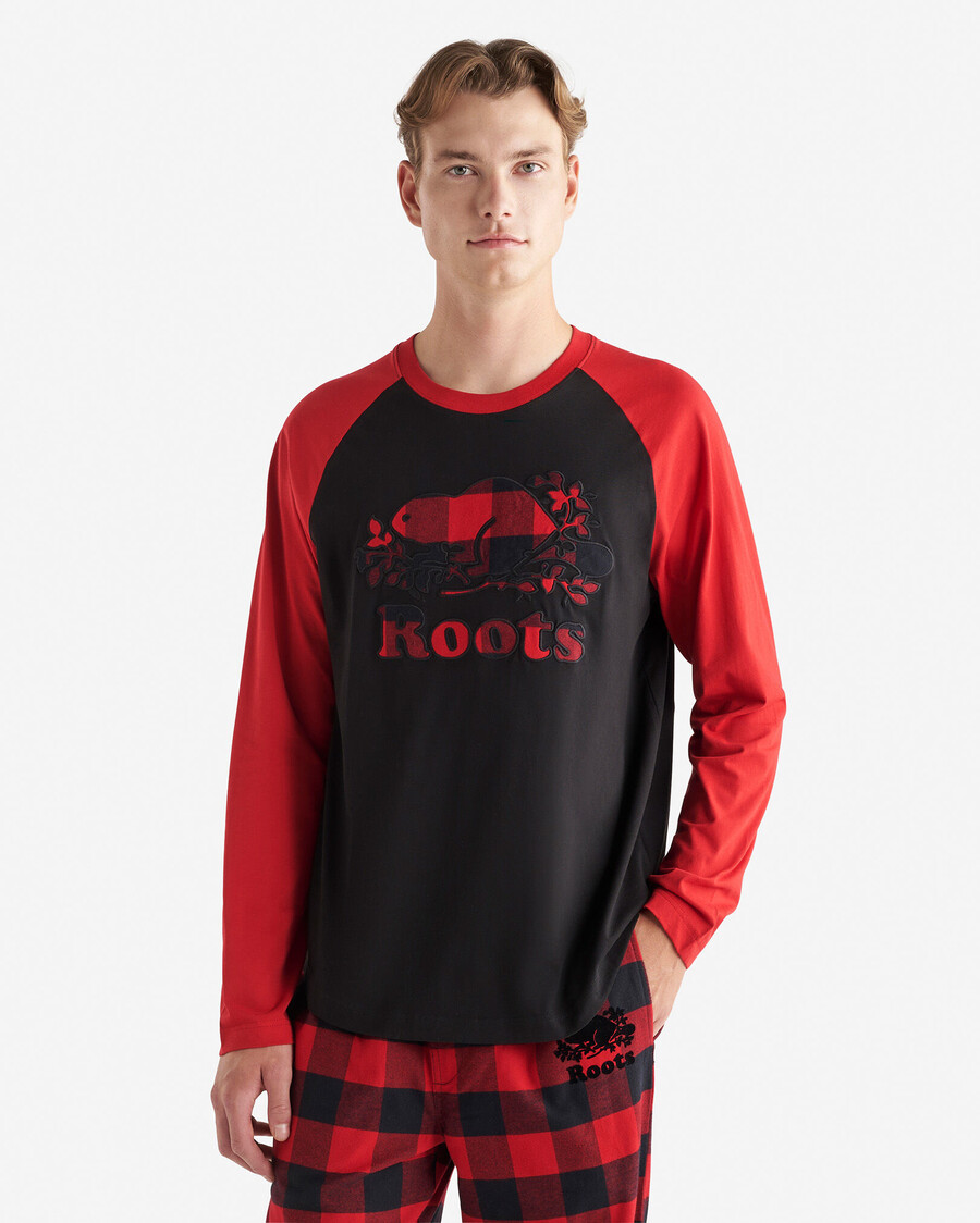 herr cooper rutig raglan långärmad t-shirt