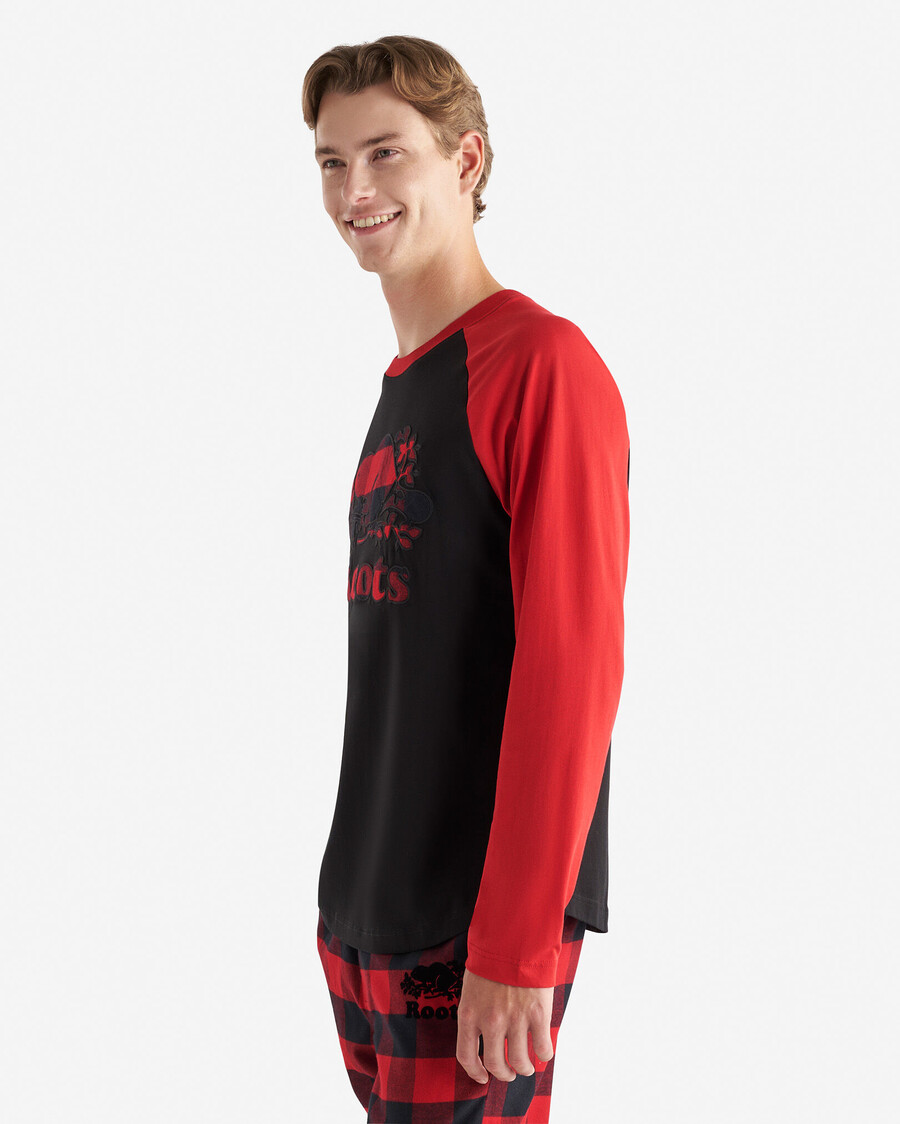 herr cooper rutig raglan långärmad t-shirt