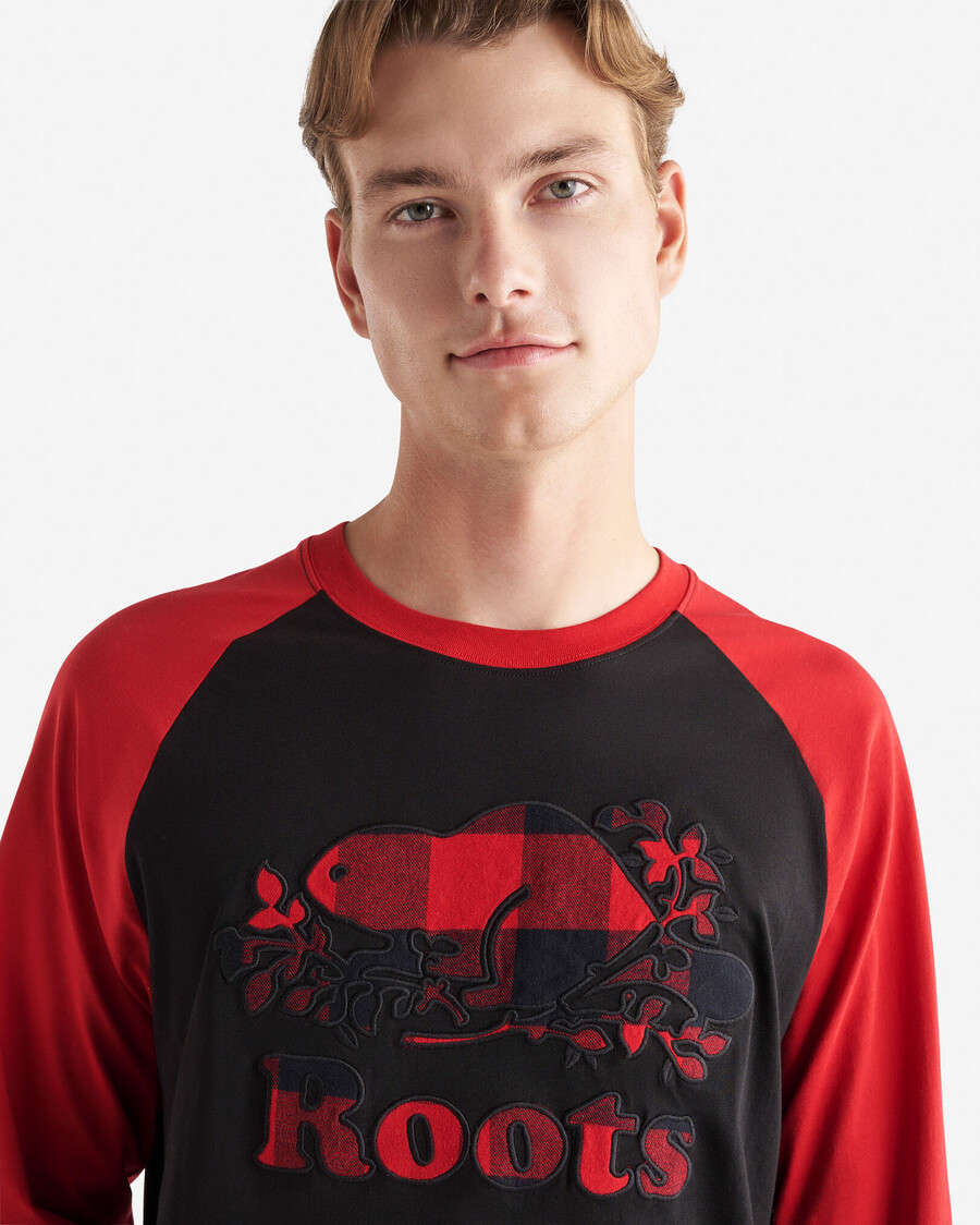 herr cooper rutig raglan långärmad t-shirt