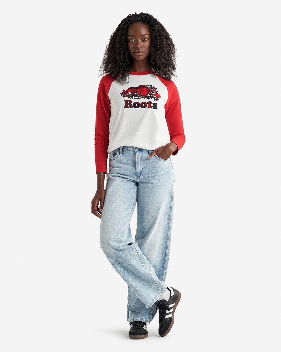 cooper rutig långärmad t-shirt dam